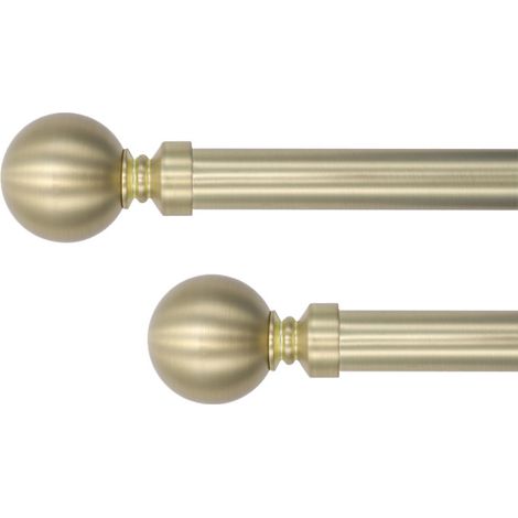 Tringle à Rideaux, Laiton mat, Longueur 120 à 210 cm, Kit avec Support et vis, Diamètre 25 à 28 mm (1/2)