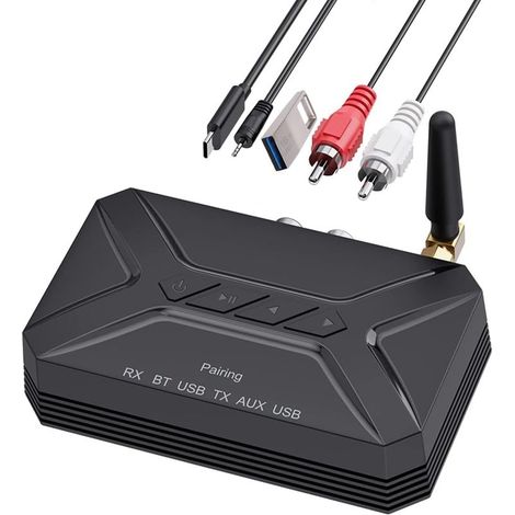 30 m (Noir) AK3046G Bluetooth 5.1 Émetteur et Récepteur, 3,5mm RCA Low Latency Récepteur Adaptateur Audio sans Fil pour TV/PC/Système Stéréo Domestique, Portée (1/5)