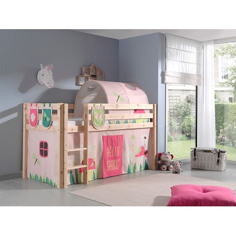 Cama de media altura 90x200 con somier y funda Spring Vipack Pino - Madera