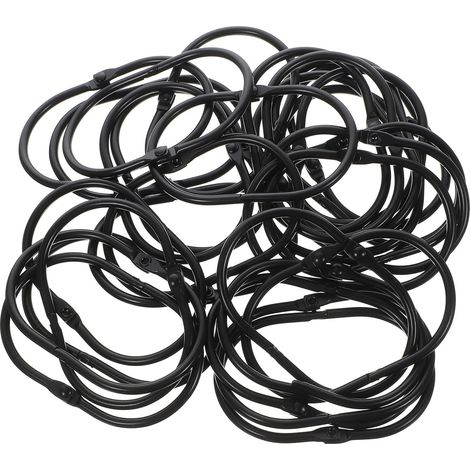 Lot de 30 Crochets Ovales Ouverts pour Rideau Anneaux Antirouille en Métal Noir Résistants à la Corrosion Compatibles Rideaux Salle de Bain Accessoires pour Tringle à Rideau (1/5)