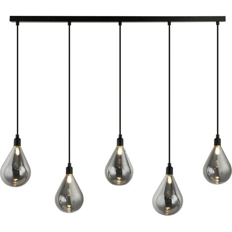 HOME DELUXE Lampadario in vetro CELIA Grigio fumé – 5 luci