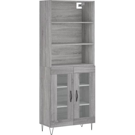 Buffet credenza cassettiera armadio mobile contenitore organizer cucina soggiorno salotto rovere Sonoma alto 69,5 x 34 x 180 cm legno ingegnerizzato grigio 020035426