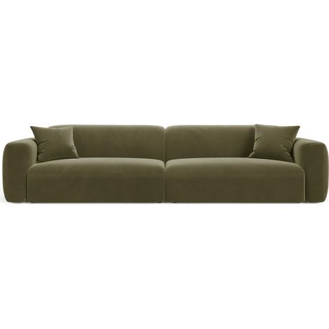 Canapé modulable 4 places en velours vert (1/4)