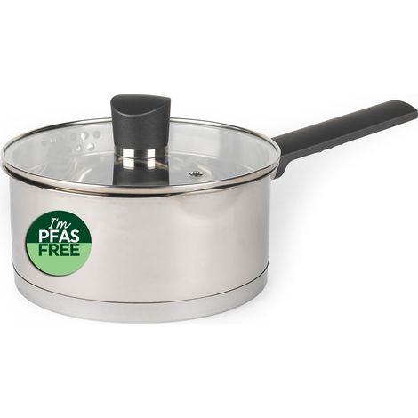Casserole avec Couvercle en Verre, Acier Inoxydable, Finition Miroir Polie, Compatible Plaques à Induction, Passe au Lave-Vaisselle (1/5)