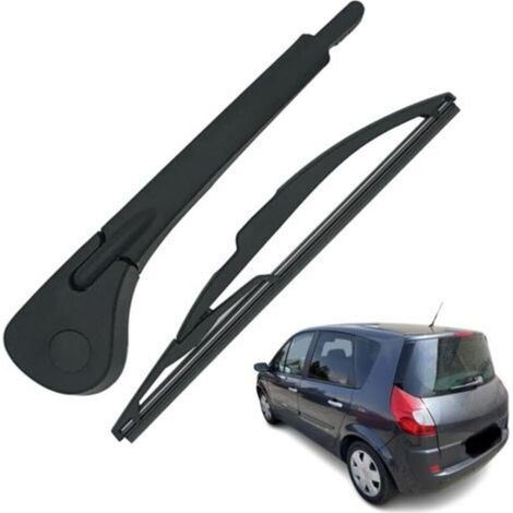 Bras Essuie Glace Arrière et Balai Essuie Glace, Arrière de Bras d'Essuie-Glace en Caoutchouc Naturel Toutes Saisons Kit Compatible avec Scenic 2 2003-2009, Compatible avec Modus 2004-2012
