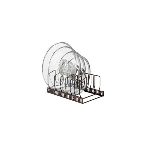 Support réglable pour couvercles de casseroles, organiseur extensible pour tiroir ou plan de travail, coloris noir (1/5)