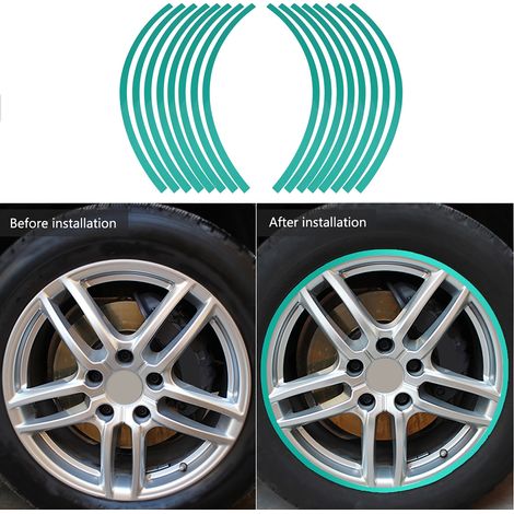 Bande adhésive réfléchissante universelle à rayures pour jantes de voiture et moto, film décoratif, 6 couleurs vert foncé (1/5)