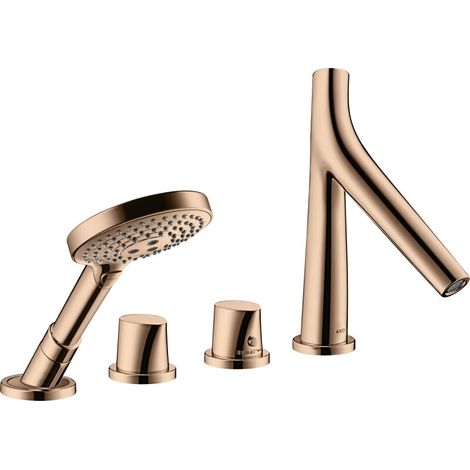 Robinet de baignoire à 4 trous AXOR STARCK ORGANIC DN 15 m Therm. pour baignoire. finition or rouge poli