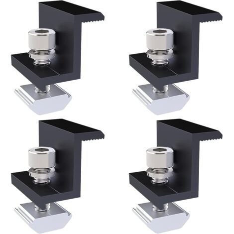 PA 4er-Pack Solarpanel-Endklemmen, 30-mm-Endklemmen, schwarz, für Photovoltaik-Installationen (1/5)