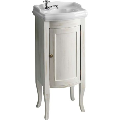 Sapho Retro - Mobiletto da lavabo, 37x85x29 cm, bianco anticato 1641