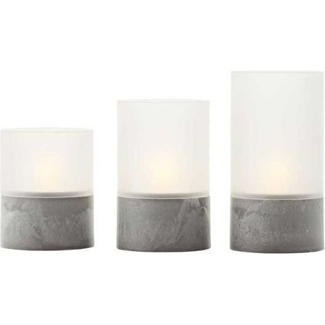 Lámpara de sobremesa LED Brilliant BOUGIE lote de 3 Gris/Blanco mate 2500K IP44