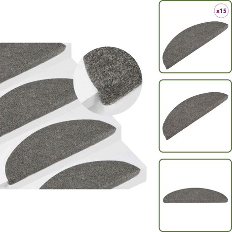 The Living Store Alfombrilla autoadhesiva escalera 15 uds 56x17x3 cm gris - Antideslizante