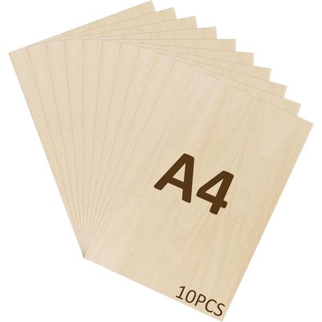 10pcs Contreplaqué 2mm, Planche Bois A4, Feuille de Bois Rectangulaire, Plaque Bois Brut, Bois Brut Non Finie, Panneau Feuille Découpe Laser pour Pyrogravure, Gravure, DIY - 30  21cm (1/5)