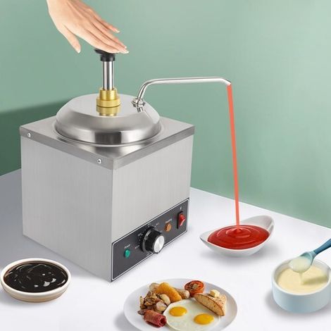Station de pompage pour assaisonnement Distributeur électrique de sauce en acier inoxydable Distributeur chauffant de ketchup de tomate de 2 litres Pompe de distribution 650w (1/5)