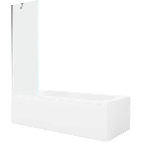 Mexen Vega baignoire rectangulaire 170 x 70 cm avec carénage et paroi 1-volet 60 cm, transparent, chrome - 550117070X9506000001 (1/5)