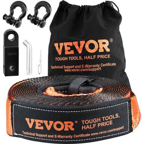 Kit de récupération tout-terrain 7,6 cm x 9,1 m avec treuil robuste sangle de 13608 kg manilles D 20000 kg pour VTT Jeeps camions. (1/5)