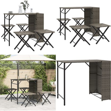 vidaXL Ensemble à manger de jardin 5 pcs pliable gris résine tressée (1/5)