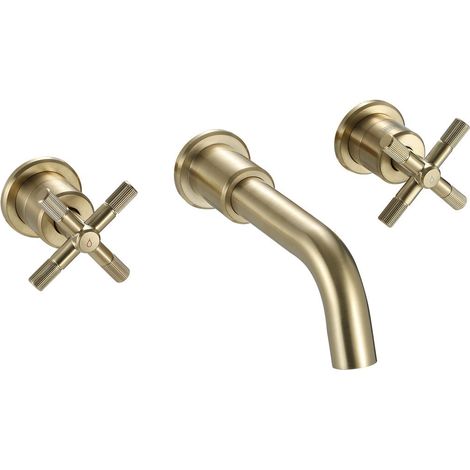 Bristan Cruzar 3-Hole Basin Mixer Tap Wall Mounted - Brushed Brass