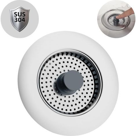Bouchon d’évier cuisine avec filtre combiné en acier inoxydable – anti-bouchon & anti-odeur – profondeur 22 mm (1/4)