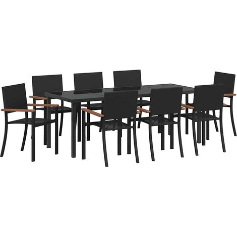 Maison Exclusive - Set da Pranzo per Giardino 9 pcs Nero