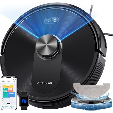 Aspirateur Robot Laveur 10000Pa,200Min Robot Aspirateur Laveur avec Serpillière,Navigation Lidar,Multi-étage Cartographie,Évitement d'obstacles,Silencieux,pour Poils Animaux Tapis Sols Durs (1/5)