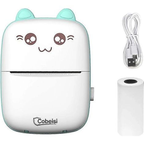 Mini imprimante thermique portable avec design oreilles de chat, imprimante d'étiquettes photo sans fil Bluetooth 200 DPI, câble USB inclus (1/5)