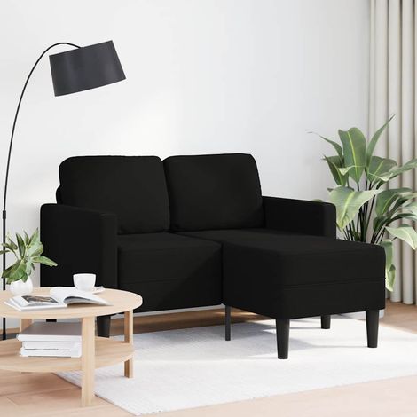 Canapé 2 places,Sofa pour Salon,Banquette avec méridienne en L noir 125 cm tissu CFW847676 (1/5)