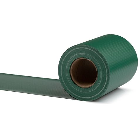 Electronicx PVC Sichtschutzstreifen Sichtschutzrolle Moosgrün RAL 6005 Doppelstabmatten 35m x 19cm 450g/m² inkl. 20 Befestigungsclips