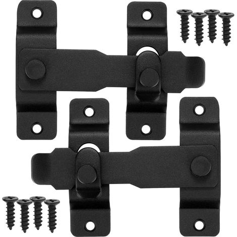 2 Pièces Loquets Portail Acier Inoxydable, Boulons Serrure Porte Coulissante Grange, Serrure Porte Coulissante Porte Intérieure, Serrure Porte Poche, pour Porte, Fenêtre, Salle de Bain (Noir) (1/5)
