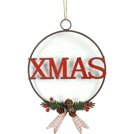 Decorazione metallo xmas rosso cm18x3x27