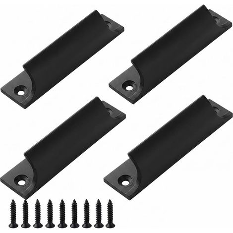 Lot de 4 Poignées Porte Coulissante Extérieure Balcon, Noir avec 8 Vis. Poignée en Aluminium pour Baie Vitrée Coulissante, Porte Fenêtre, Meuble et Tiroir (1/5)