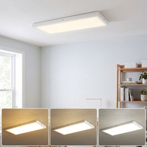 HOMCOM juego de 4 lámparas de techo, color regulable, plafones led de techo con interruptor DIP y de pared, 3000K/4000K/6000K, 60x30x3,7 cm, blanco