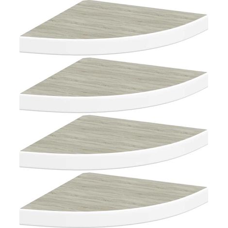 vidaXL Wand-Eckregale 4 Stück Eiche und Weiß 35x35x3,8 cm MDF
