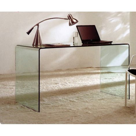 SCRIVANIA IN VETRO TRASPARENTE 126X70X74 CM 2 PZ