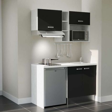 Kitchenette K13L-PT - 140 cm - plan stratifié, évier inox, électroménager inclus