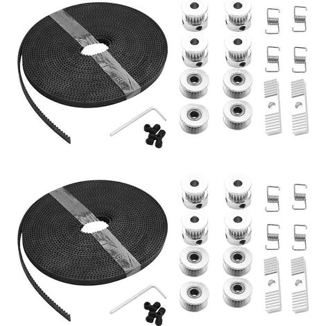 5Mx6mm GT2 Zahnriemen + 8 Stück 20-Zahn-Riemenscheiben mit 5 mm Innendurchmesser + 8 Stück Umlenkrollen + 8 Stück Spannfedern (1/5)