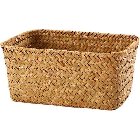 Aufbewahrungskorb aus Seegras, handgeflochtene Aufbewahrungsbox, Tischkorb für Kosmetikartikel und Bücher – 17,00 x 13,00 x 8,00 cm (1/4)