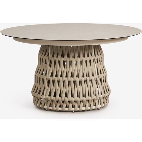 Tavary tavolo da giardino rotondo Ø140 cm in ceramica e corda intrecciata SKLUM            