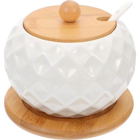 Pots de rangement en verre, pots à épices, récipients de cuisine en verre, sucriers en céramique (1/3)
