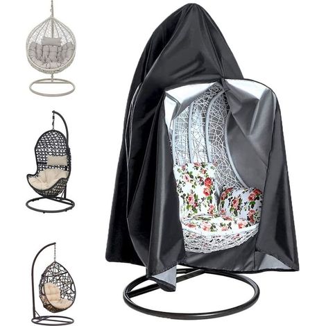 Housse de protection pour balançoire de jardin suspendue, coquille d'œuf, anti-poussière, dimensions 230 x 200 cm, avec fermeture éclair, pour chaise balançoire d'extérieur (1/5)