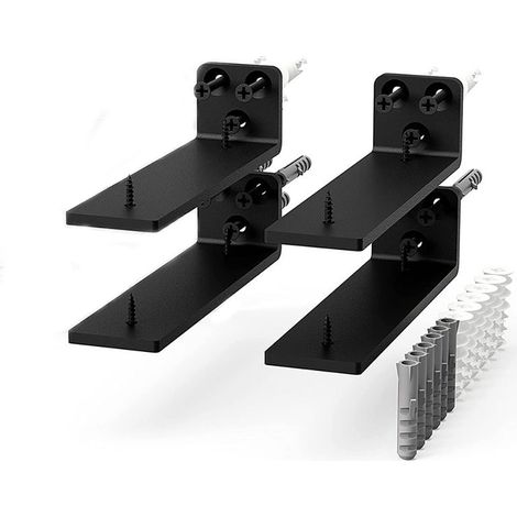 6 Inch Minimalistic Floating Shelf Brackets, Heavy Duty Hidden Bracket for Small Shelf, Kitchen Shelf, Black Powder Coated Steel, 6-Pack (1/3)