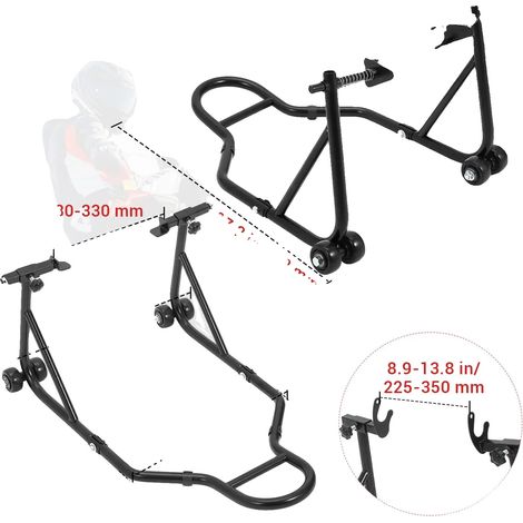 Cavalletto per moto, elevata capacità di carico, design regolabile, nero (1/2)