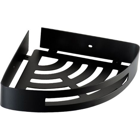 Cesta de ducha grande y angular de acero inoxidable cepillado (negro). (1/5)