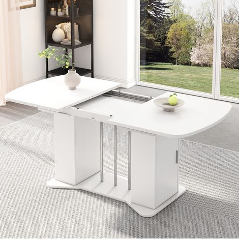 MEUBLIV Tavolo da pranzo allungabile 120/160 x 80 cm bianco con vano, 4-6 persone (1/5)