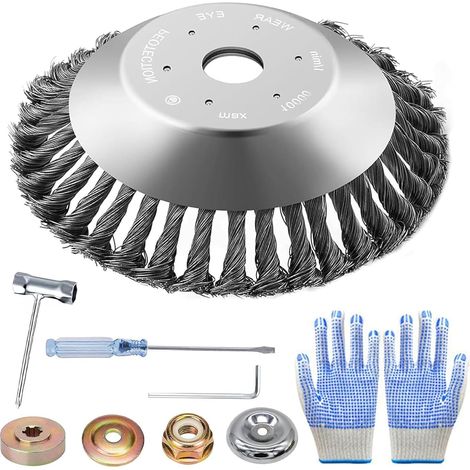 Brush Cutter with Wire Cone Brush and Head Disc Trimmer 8 in for Weed Cleaning (1/5)