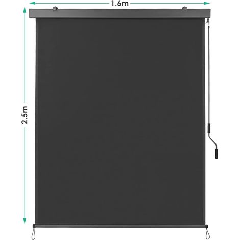 Vertikale Balkonjalousie, Außenrollo, Verdunkelungsrollo, Sonnenschutz, Windschutz - (250x160cm, Grau) (1/5)
