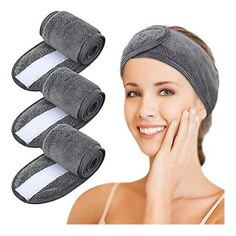 3er-Set Mikrofaser-Stirnbänder für Damen, waschbares Haarband für Make-up und Spa, verstellbares Haarband mit Klettverschluss für die Badewanne (1/5)