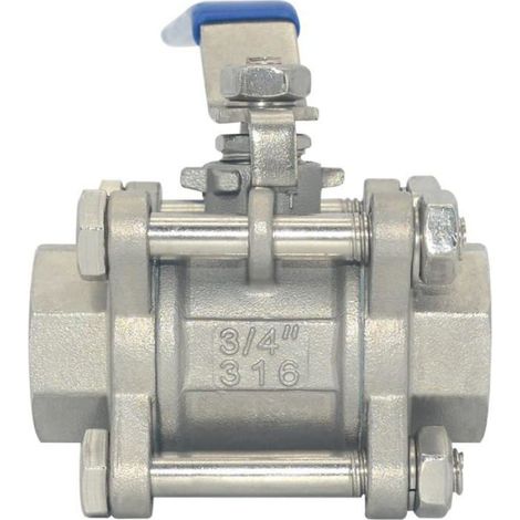 Vanne À Boisseau - 3/4 Pouces - Acier Inoxydable 316 - Raccord NPT - Pression Maximale 1000 Psi - Pour Eau Air Huile - 1 Pièce (1/5)