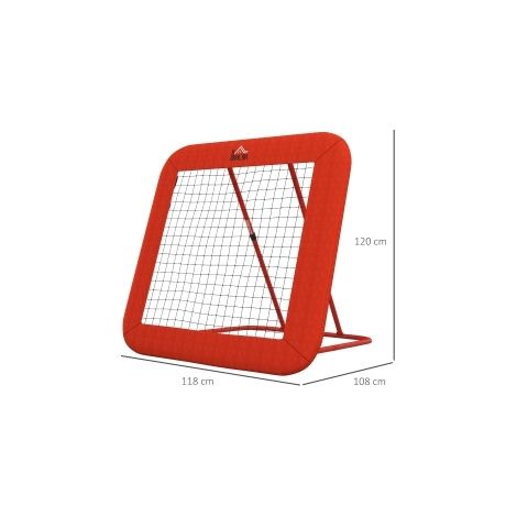 Red reboteadora de fútbol plegable y regulable en altura, estructura de acero roja (1/5)