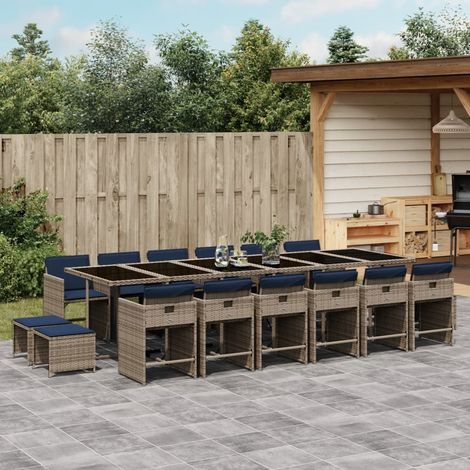 Ensemble à manger de jardin 17 pcs-Salon de jardin et coussins résine tressée 524018 (1/5)